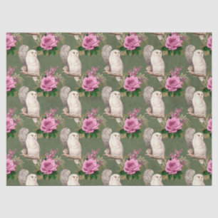 Papier Mousseline Chouettes blanches et roses roses sur la page Déco