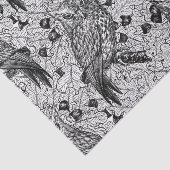 Papier Mousseline Chouettes dans le chêne, noir et blanc (Détail)
