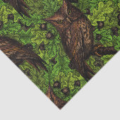 Papier Mousseline Chouettes dans le chêne, vert et marron (Détail)