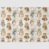 Papier Mousseline Chouettes de caractère d'hiver (Recto)