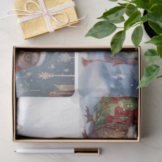 Papier Mousseline Chouettes de Noël (Cadeau)