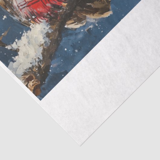 Papier Mousseline Chouettes d'hiver (Détail)