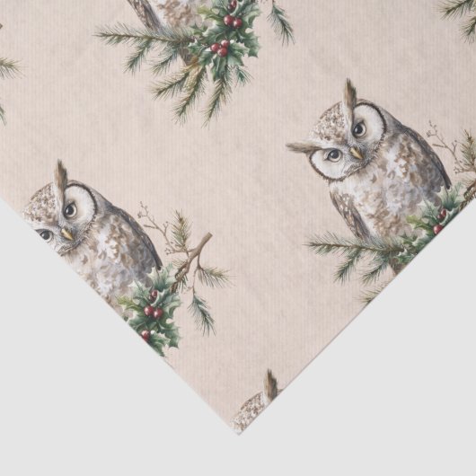 Papier Mousseline Chouettes et fleurs rustiques (Détail)