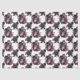 Papier Mousseline Chouettes et fleurs sur la page Découpage blanche