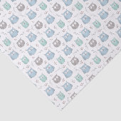 Papier Mousseline Chouettes et Motif de fleurs bleues blanches (Détail)