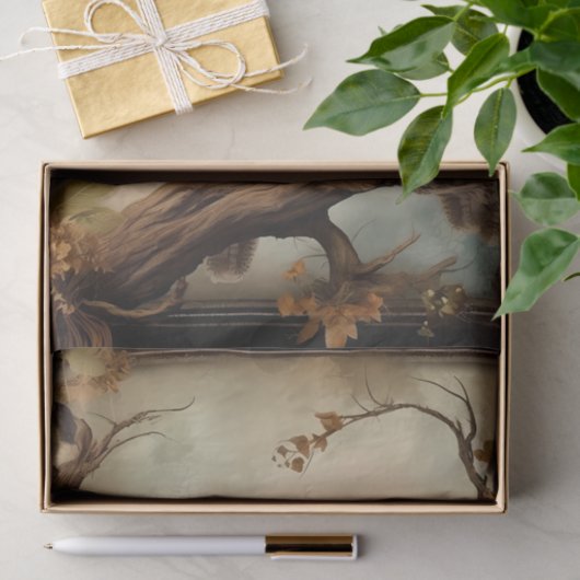 Papier Mousseline Chouettes mystiques Découpage Style Sepia (Cadeau)