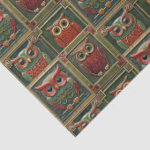 Papier Mousseline Chouettes vertes et rouges (Détail)