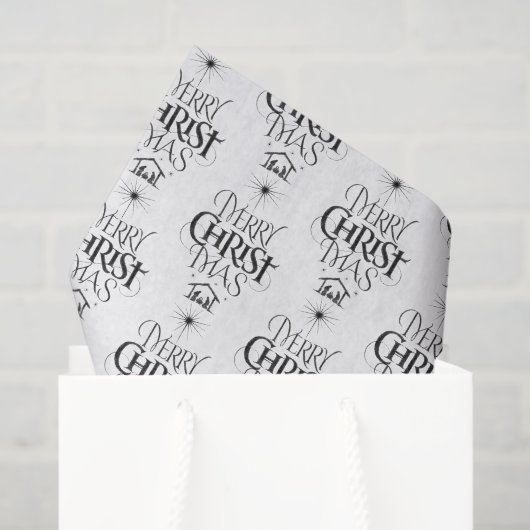 Papier Mousseline Christian Callirgaphy Joyeux Noël Jesus Chalk (Sac cadeau)