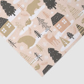 Papier Mousseline Christmas Bear Village Rose Black Gold (Détail)