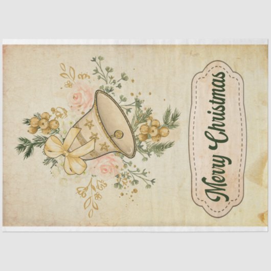 Papier Mousseline Christmas Bells Salutations Joyeux Noël (Recto)