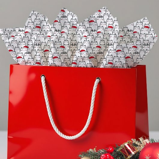 Papier Mousseline Christmas Cats Pattern  