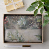 Papier Mousseline Christmas Decoupage Holly and Pinecones (Cadeau)