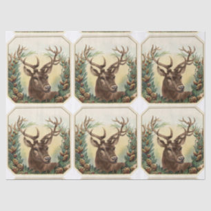 PAPIER MOUSSELINE CHRISTMAS DEER AVEC PINE CONE CROWN