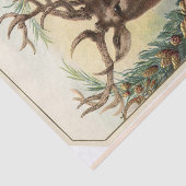 Papier Mousseline CHRISTMAS DEER, PINE CONES CROWN Bonnes Fêtes (Détail)