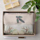 Papier Mousseline CHRISTMAS DEER, PINE CONES CROWN Bonnes Fêtes (Cadeau)