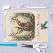 Papier Mousseline CHRISTMAS DEER, PINE CONES CROWN Bonnes Fêtes (Artisanat)