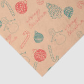 Papier Mousseline Christmas Doodle Pattern | Snowmen, Trees & Candy  (Détail)