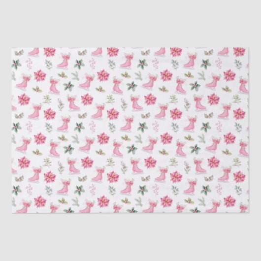 Papier Mousseline Christmas Floral Pink Ice Skates (Recto)