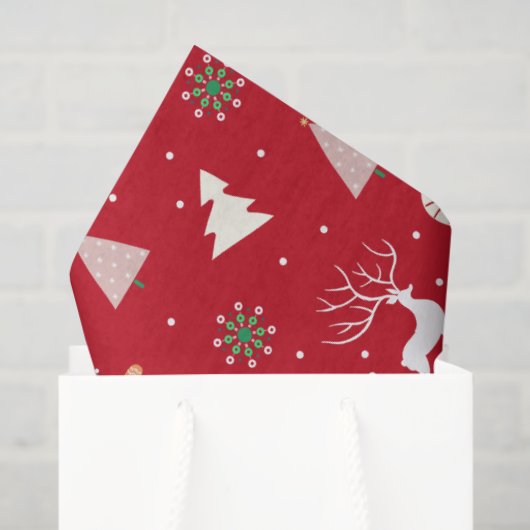 Papier Mousseline Christmas Gift Wrap — Reindeer, Gingerbread (Sac cadeau)