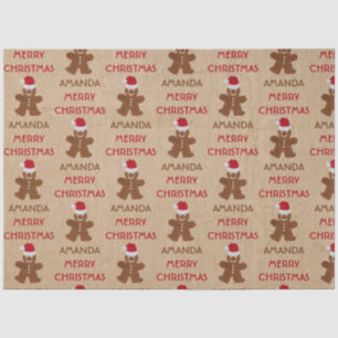 Papier Mousseline Christmas Gingerbread Homme Cookies Nom personnali