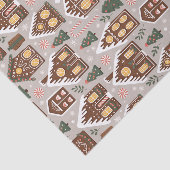 Papier Mousseline Christmas Gingerbread Houses Holiday Pattern (Détail)