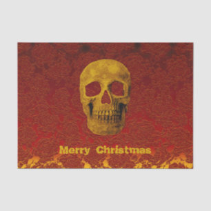 Papier Mousseline Christmas Halloween Gothic Skull Red Gold Floral