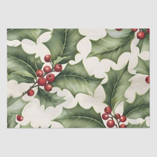 Papier Mousseline Christmas Holly Berry (Recto)