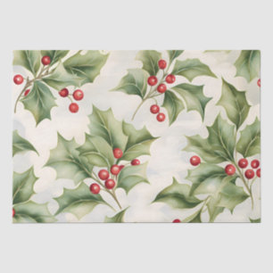 Papier Mousseline Christmas Holly Berry