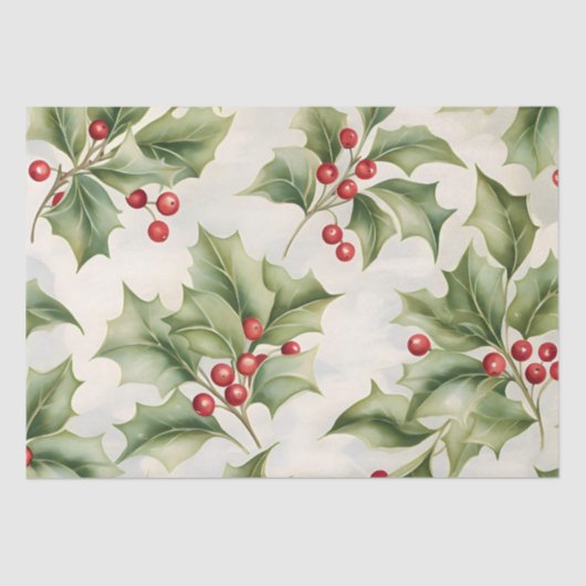Papier Mousseline Christmas Holly Berry (Recto)