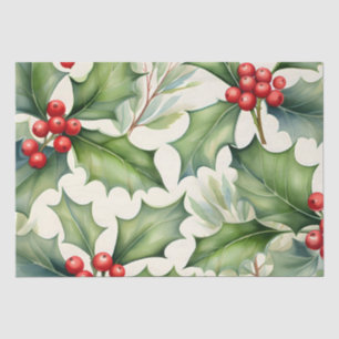 Papier Mousseline Christmas Holly Berry