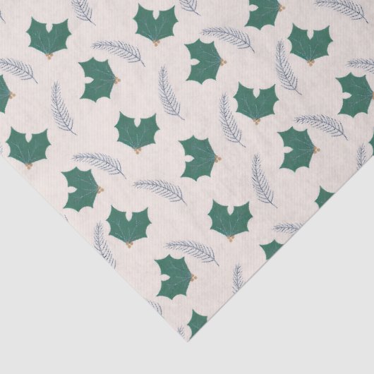 Papier Mousseline Christmas Holly gift wrap (Détail)