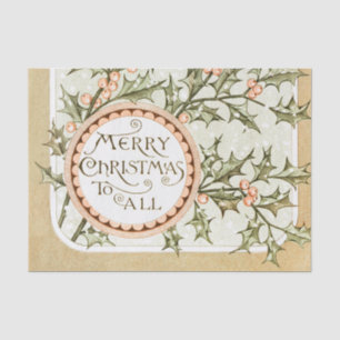 Papier Mousseline Christmas Holly Jolie Antique Salutation