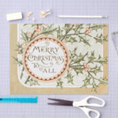 Papier Mousseline Christmas Holly Jolie Antique Salutation (Artisanat)