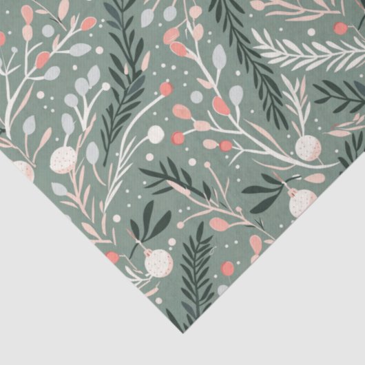 Papier Mousseline Christmas Holly Pattern (Détail)