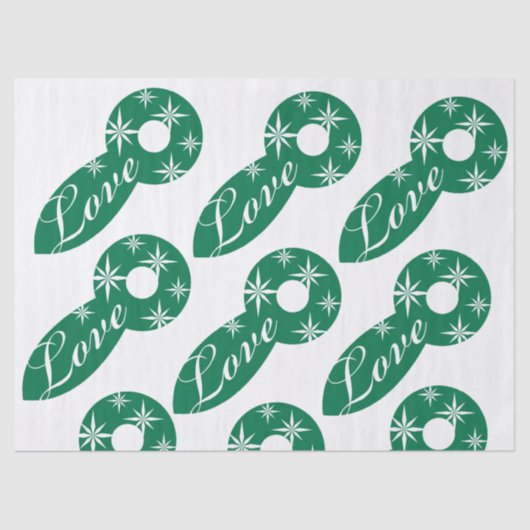 Papier Mousseline Christmas Love Green Tissue Paper (Recto)