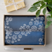 Papier Mousseline Christmas Party White Snowflakes Navy Blue (Cadeau)