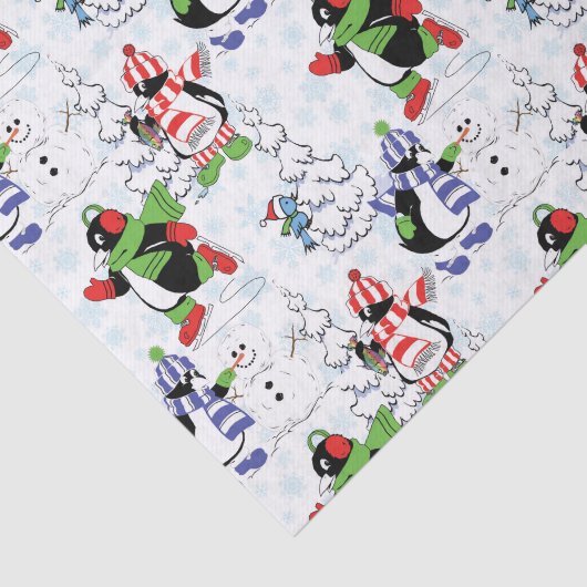 Papier Mousseline Christmas penguin ice skating (Détail)
