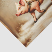 Papier Mousseline Christmas Pig & Tree Cart in Snow EN2L Decoupage (Détail)