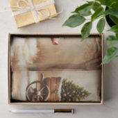 Papier Mousseline Christmas Pig & Tree Cart in Snow EN2R Decoupage (Cadeau)