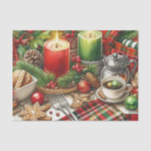Papier Mousseline Christmas Red & Green Candlelight with Cookies (Recto)