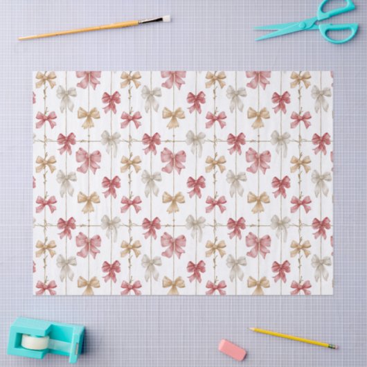 Papier Mousseline Christmas Ribbon Grid Pattern (Artisanat)