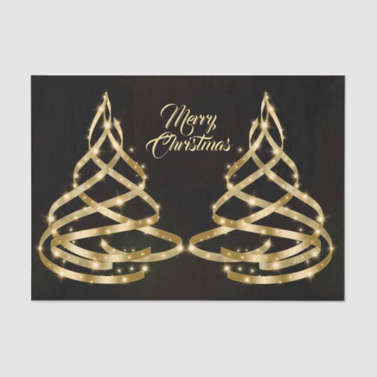 Papier Mousseline Christmas Shiny Golden Ribbon Tree Sparkle Black (Recto)
