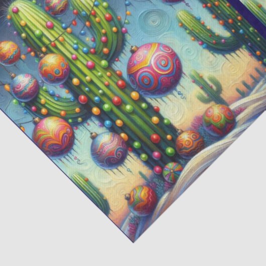 Papier Mousseline Christmas Southwest Saguaro Cactus Decoupage (Détail)