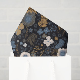 Papier Mousseline Christmas Tropical Coastal Blue Hibiscus Floral 