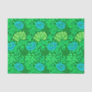 Papier Mousseline Chrysanthèmes de William Morris, vert de chaux et