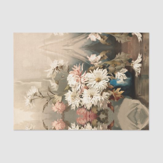 Papier Mousseline Chrysanthèmes, Découpage (Recto)