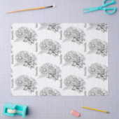 Papier Mousseline Chrysanthemum Black Line Drawing with Your Name  (Artisanat)