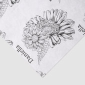 Papier Mousseline Chrysanthemum Black Line Drawing with Your Name  (Détail)