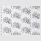 Papier Mousseline Chrysanthemum Black Line Drawing with Your Name  (Recto)