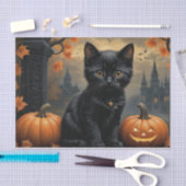 Papier Mousseline Chute Citrouille Sweet chaton noir découpage (Artisanat)